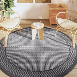 vidaXL Outdoor Carpet Garden Rug Carpet Patio Mat Area Rug Balcony Blanket PP - black and grey, 200 cm