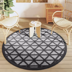 vidaXL Outdoor Carpet ARAKIL Black Ã160 cm PP Balcony Carpet Outdoor Blanket Rug - Additional view 2