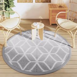 vidaXL Outdoor Carpet ARAKIL Grey Ã160 cm PP Balcony Carpet Outdoor Blanket Rug