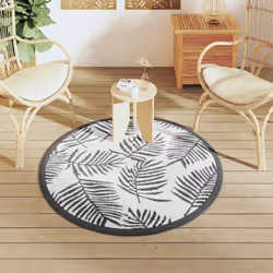 vidaXL Outdoor Carpet ARAKIL White and Black Ã120 cm PP Rug Outdoor Blanket