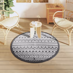 vidaXL Outdoor Carpet ARAKIL Black Ã120 cm PP Balcony Carpet Outdoor Blanket Rug