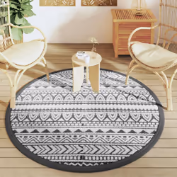 vidaXL Outdoor Carpet Garden Rug Carpet Patio Mat Area Rug Balcony Blanket PP - black and white, 160 cm