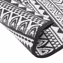 vidaXL Outdoor Carpet Garden Rug Carpet Patio Mat Area Rug Balcony Blanket PP - black and white, 160 cm