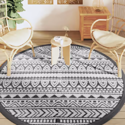 vidaXL Outdoor Carpet Garden Rug Carpet Patio Mat Area Rug Balcony Blanket PP - black and white, 200 cm