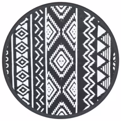 vidaXL Outdoor Carpet Garden Rug Carpet Patio Mat Area Rug Balcony Blanket PP - black pattern, 120 cm