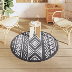 vidaXL Outdoor Carpet Garden Rug Carpet Patio Mat Area Rug Balcony Blanket PP - black pattern, 120 cm