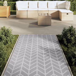 vidaXL Outdoor Carpet Garden Rug Carpet Patio Mat Area Rug Balcony Blanket PP - light grey and white, 120 x 180 cm - Additional view 2