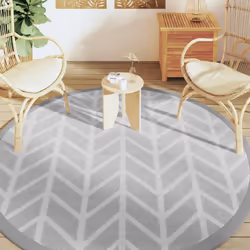vidaXL Outdoor Carpet Garden Rug Carpet Patio Mat Area Rug Balcony Blanket PP - light grey and white, 200 cm