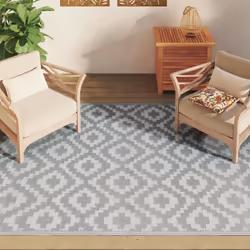 vidaXL Outdoor Carpet Garden Rug Carpet Patio Mat Area Rug Balcony Blanket PP - white and light grey, 160 x 230 cm - Additional view 2