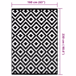 vidaXL Outdoor Carpet Garden Rug Carpet Patio Mat Area Rug Balcony Blanket PP - white and light grey, 160 x 230 cm - Additional view 3