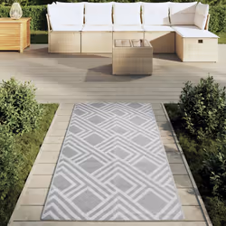 vidaXL Outdoor Carpet Garden Rug Carpet Patio Mat Area Rug Balcony Blanket PP - stripe grey, 80 x 150 cm - Additional view 2