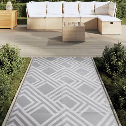 vidaXL Outdoor Carpet Garden Rug Carpet Patio Mat Area Rug Balcony Blanket PP - stripe grey, 120 x 180 cm - Additional view 2
