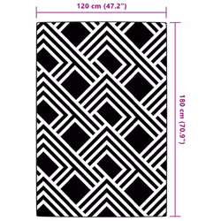 vidaXL Outdoor Carpet Garden Rug Carpet Patio Mat Area Rug Balcony Blanket PP - stripe grey, 120 x 180 cm - Additional view 5