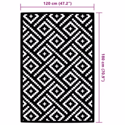 vidaXL Outdoor Carpet Garden Rug Carpet Patio Mat Area Rug Balcony Blanket PP - 120 x 180 cm - Additional view 5