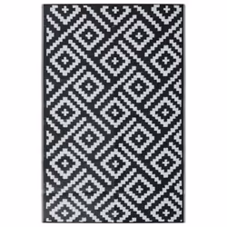 vidaXL Outdoor Carpet Garden Rug Carpet Patio Mat Area Rug White and Black PP