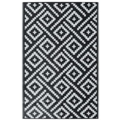 vidaXL Outdoor Carpet Garden Rug Carpet Patio Mat Area Rug White and Black PP