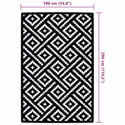 vidaXL Outdoor Carpet Garden Rug Carpet Patio Mat Area Rug White and Black PP - Additional view 5