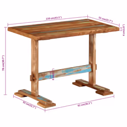 vidaXL Dining Table Kitchen Dining Room Dinner Table Solid Wood Reclaimed - Additional view 7