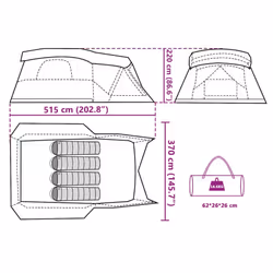 vidaXL Family Tent with Porch 6-Person Lightweight Camping Tent Waterproof - blue, 4-person