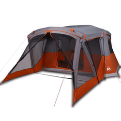 vidaXL Family Tent with Porch 6-Person Lightweight Camping Tent Waterproof - grey and orange, 4-person