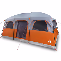 vidaXL Family Tent Cabin 10-Person Camping Tent Lightweight Tent Waterproof - grey and orange