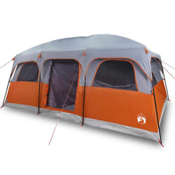 vidaXL Family Tent Cabin 10-Person Camping Tent Lightweight Tent Waterproof - grey and orange