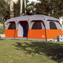 vidaXL Family Tent Cabin 10-Person Camping Tent Lightweight Tent Waterproof - grey and orange