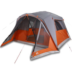 vidaXL Family Tent with Porch 6-Person Lightweight Camping Tent Waterproof - grey and orange, 6-person