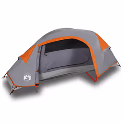 vidaXL Camping Tent Dome 1-Person Lightweight Tent Patio Dome Tent Waterproof - grey and orange