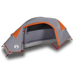 vidaXL Camping Tent Dome 1-Person Lightweight Tent Patio Dome Tent Waterproof - grey and orange