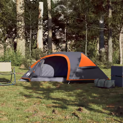 vidaXL Camping Tent Dome 1-Person Lightweight Tent Patio Dome Tent Waterproof - grey and orange
