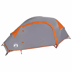 vidaXL Camping Tent Dome 1-Person Lightweight Tent Patio Dome Tent Waterproof - grey and orange - Additional view 4