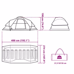 vidaXL Family Tent Dome Camping Tent Patio Hiking Lightweight Tent Waterproof - grey and orange, 9-person