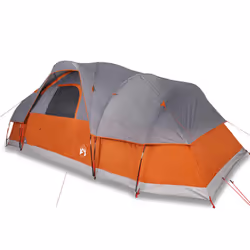 vidaXL Family Tent Dome Camping Tent Patio Hiking Lightweight Tent Waterproof - grey and orange, 10-person