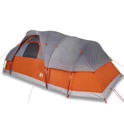 vidaXL Family Tent Dome Camping Tent Patio Hiking Lightweight Tent Waterproof - grey and orange, 10-person
