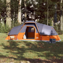 vidaXL Family Tent Dome Camping Tent Patio Hiking Lightweight Tent Waterproof - grey and orange, 10-person