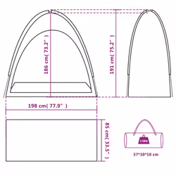 vidaXL Storage Tent Outdoor Lightweight Tent Bike Utility Tent Waterproof - grey and orange, 198 x 85 x 186 cm - Additional view 3