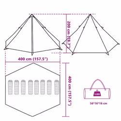 vidaXL Family Tent Tipi 8-Person Lightweight Camping Tent Green Waterproof