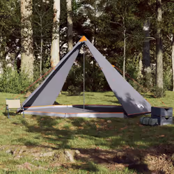 vidaXL Family Tent Tipi 8-Person Patio Camping Tent Grey and Orange Waterproof - Additional view 2