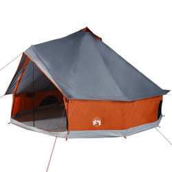vidaXL Family Tent Tipi 8-Person Camping Tent Lightweight Tent Waterproof - grey and orange, 8-person