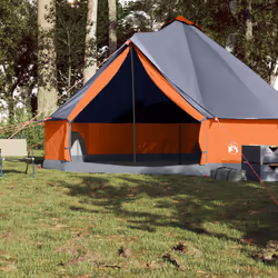 vidaXL Family Tent Tipi 8-Person Camping Tent Lightweight Tent Waterproof - grey and orange, 8-person