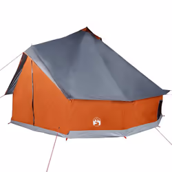 vidaXL Family Tent Tipi 8-Person Camping Tent Lightweight Tent Waterproof - grey and orange, 8-person - Additional view 4