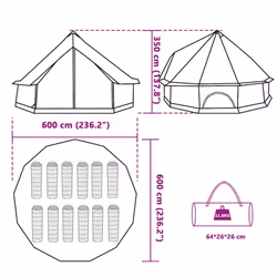 VidaXL Family Tent Tipi Olive, White Rooftop tent - Additional view 3