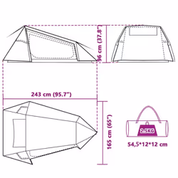 vidaXL Camping Tent Tunnel 2-Person Lightweight Tent Dome Tent Blue Waterproof