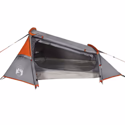 vidaXL Camping Tent Tunnel 2-Person Lightweight Tent Dome Tent Waterproof - grey and orange