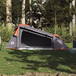 vidaXL Camping Tent Tunnel 2-Person Lightweight Tent Dome Tent Waterproof - grey and orange