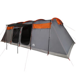 vidaXL Family Tent Tunnel Camping Tent Fishing Lightweight Tent Waterproof - grey and orange, 10-person