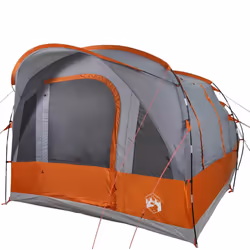 vidaXL Family Tent Tunnel 7-Person Lightweight Tent Camping Tent Waterproof - Grey and orange, 3-person
