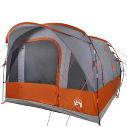 vidaXL Family Tent Tunnel 7-Person Lightweight Tent Camping Tent Waterproof - Grey and orange, 3-person