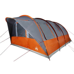 vidaXL Family Tent Tunnel 7-Person Lightweight Tent Camping Tent Waterproof - Grey and orange, 7-person